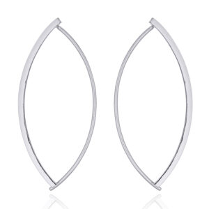 A pair of layered marquise shape sterling silver drop earrings
