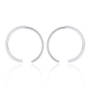 A pair of layered hardwire circle silver drop earrings