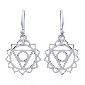 A pair of throat chakra sterling silver dangle earrings