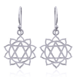 A pair of heart chakra sterling silver earrings