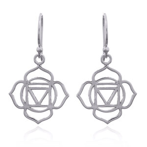 A pair of root chakra sterling silver dangle earrings