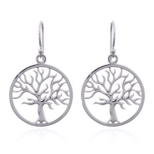 A pair of sterling silver tree of life dangle earrings