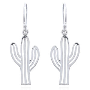 A pair of layered saguaro cactus 925 silver dangle earrings