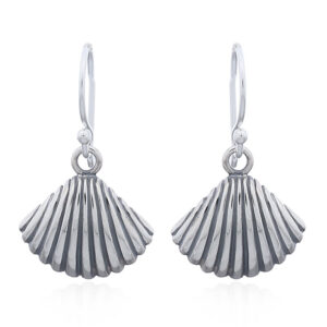 A pair of sterling silver cockle shell dangle earrings