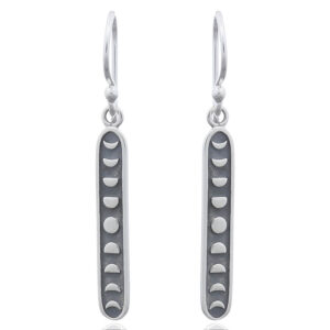 A pair of progressing of moon in sterling silver dangle earrings