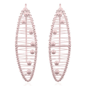 A pair of spinning balls in wire closed up marquise rose gold plated earrings