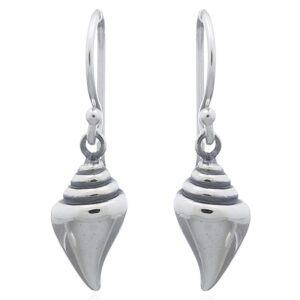 A pair of sterling silver nutmeg shell dangle earrings