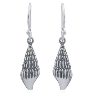 A pair of sterling silver tulip shell dangle earrings