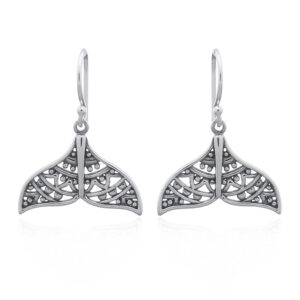 A pair of tales of whale sterling silver vintage dangle earrings