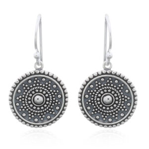 A pair of mandala dotted sun 925 silver dangle earrings