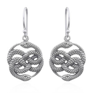 A pair of twirled snakes sterling silver dangle earrings