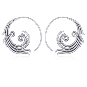 A pair of 925 silver spiral earrings abstract flower