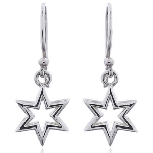 A pair of open six pointed star earrings in 925 silver