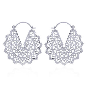 A pair of lace mandala 925 silver hoop earrings