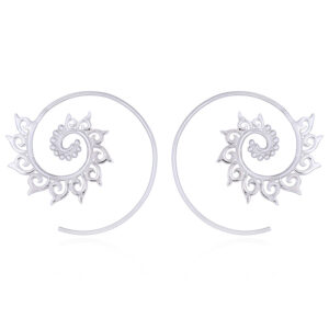 A pair of 925 silver spiral earrings abstract flower