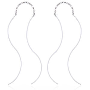 A pair of sterling silver earrings simplistic curved threaders