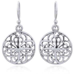 A pair of sterling silver celtic flower knot dangle earrings