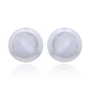 A pair of 9 mm elegant mother of pearl sterling silver stud earrings