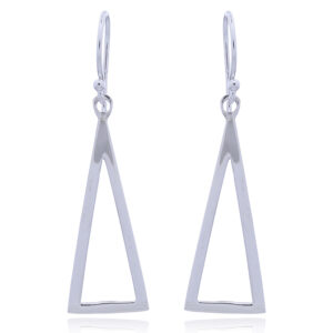 A pair of open isosceles triangle sterling silver dangle earrings