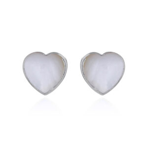 A pair of tiny heart mother of pearl 925 silver stud earrings