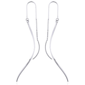 A pair of threader earrings silver wavy bar and arc