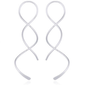 A pair of double helix silver wire earrings