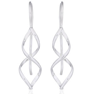 A pair of single twist wirework sterling silver drop earrings