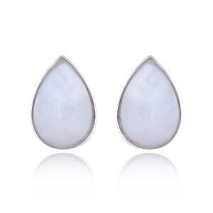 A pair of drop-shaped sterling silver mother of pearl stud earrings