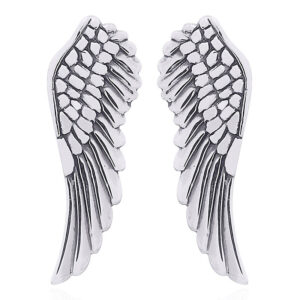 A pair of graceful angel wing silver stud earrings