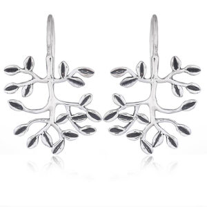 A pair of olive branch drop earrings in 925 silver