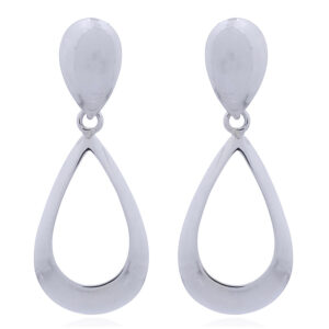 A pair of flat slanted teardrop shaped sterling silver stud earrings