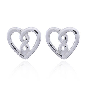 A pair of silver heart stud earrings infinite love