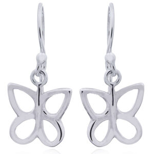 A pair of lovable sterling plain silver butterfly earrings