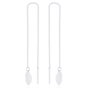 A pair of fascinating antiqued sterling silver leaf threader earrings