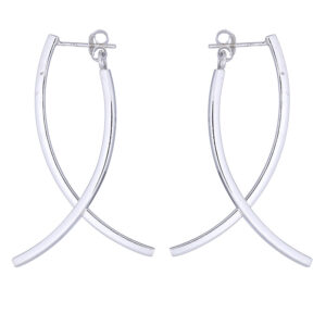 A pair of sterling silver stud earrings shiny stylized fine open fish