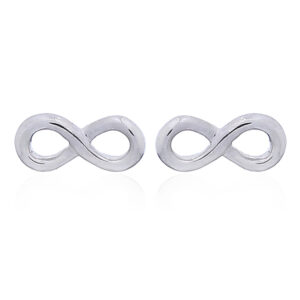 A pair of cast plain sterling silver infinity stud earrings