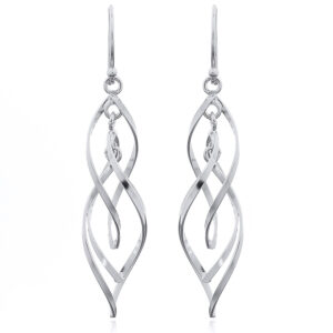A pair of sterling silver earrings bunch of open leaves wirework danglers