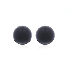 A pair of discreet black agate 925 silver stud earrings versatile spheres