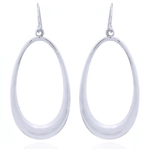 A pair of open ovate sterling silver chic dangle earrings