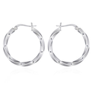 A pair of twisted bands 30mm sterling silver hoop earrings
