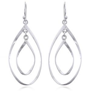 A pair of silver dangle earrings open drop in open drop