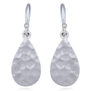 A pair of hammered sterling silver drop shaped dangle earrings