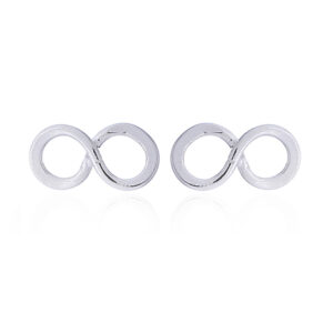 A pair of sterling silver infinity stud earrings slanted shape
