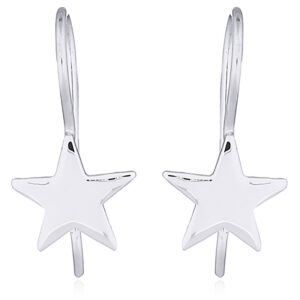 A pair of festive polished sterling silver star drop earrings