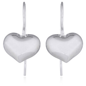 A pair of sterling silver puffed heart earrings adorable shiny drops