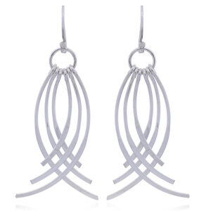 A pair of gracefully curved 925 silver chandelier earrings