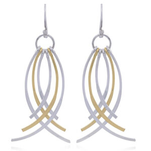 A pair of curved sticks bundle vermeil earrings gold plated 925 silver