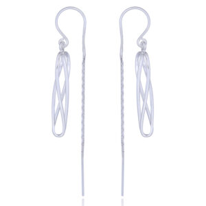 A pair of plain silver threader earrings fine wirework on swing loops
