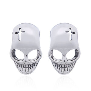 A pair of sterling silver designer skull stud earrings edgy jewelry