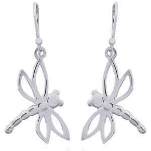 A pair of sterling silver earrings openwork dragonflies danglers